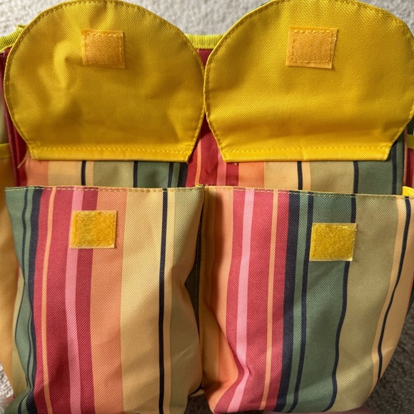 Colorful Striped Utility Tote with Pockets ideal for Gardening tools or crafts - Picture 7 of 13